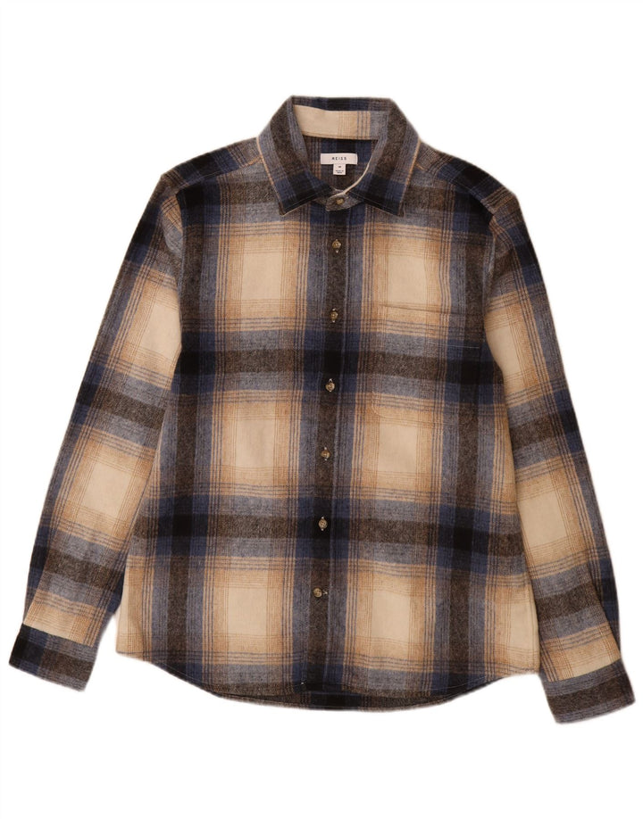Reiss Mens Flannel Shirt Medium Multicoloured Plaid Wool