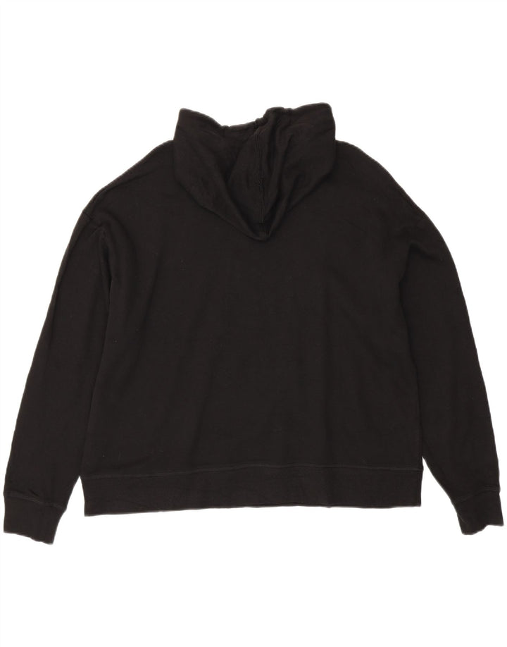 Reebok Womens Graphic Oversized Hoodie Jumper UK 16 Large Black