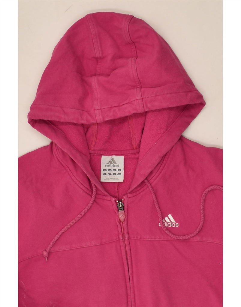 ADIDAS Womens Zip Hoodie Sweater UK 12 Medium  Pink Cotton | Vintage Adidas | Thrift | Second-Hand Adidas | Used Clothing | Messina Hembry 