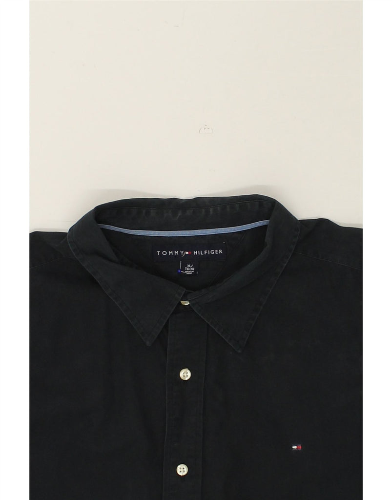 TOMMY HILFIGER Mens Shirt XL Black Cotton | Vintage Tommy Hilfiger | Thrift | Second-Hand Tommy Hilfiger | Used Clothing | Messina Hembry 
