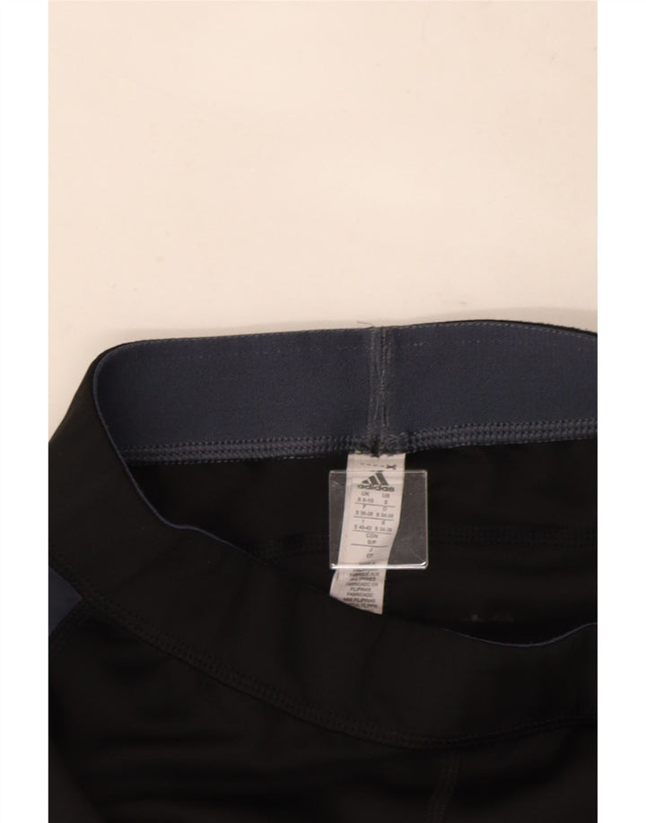 Adidas Womens Capri Leggings UK 8/10 Small Black Colourblock Polyester