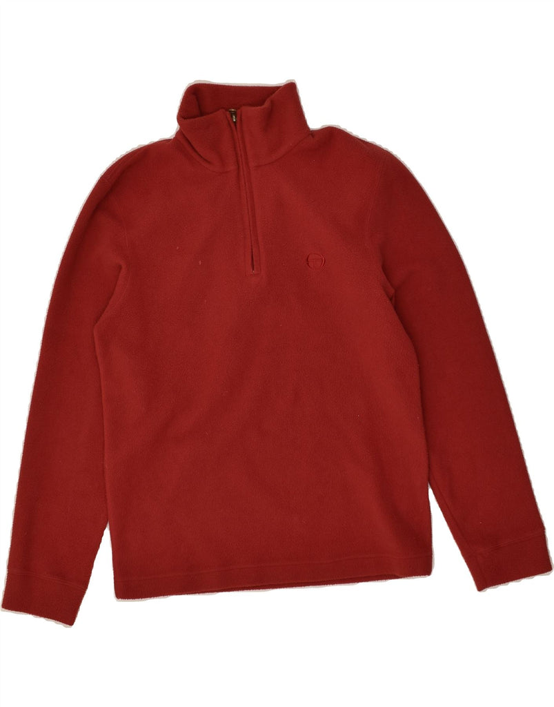 SERGIO TACCHINI Mens Zip Neck Fleece Jumper Small Red Polyester | Vintage Sergio Tacchini | Thrift | Second-Hand Sergio Tacchini | Used Clothing | Messina Hembry 