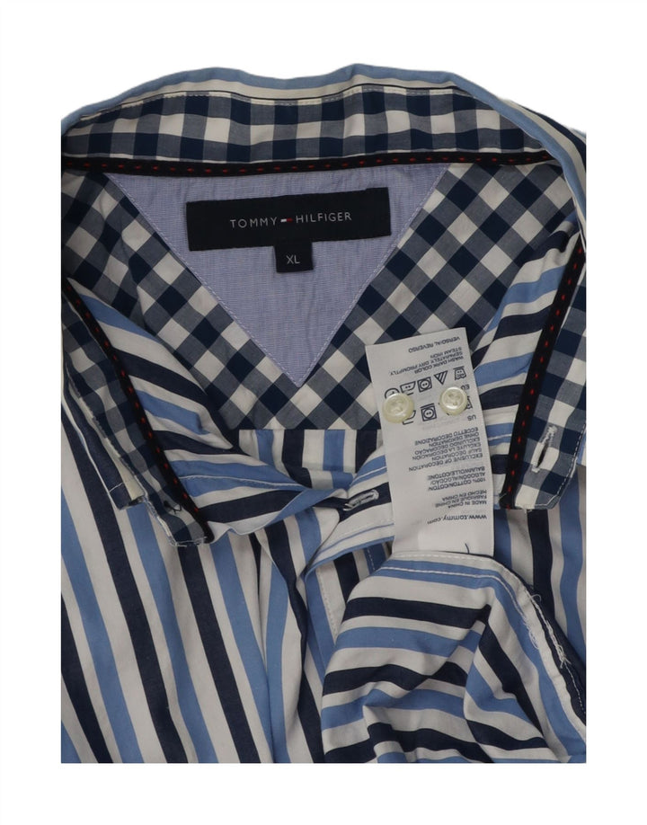 TOMMY HILFIGER Mens Shirt XL Blue Striped Cotton