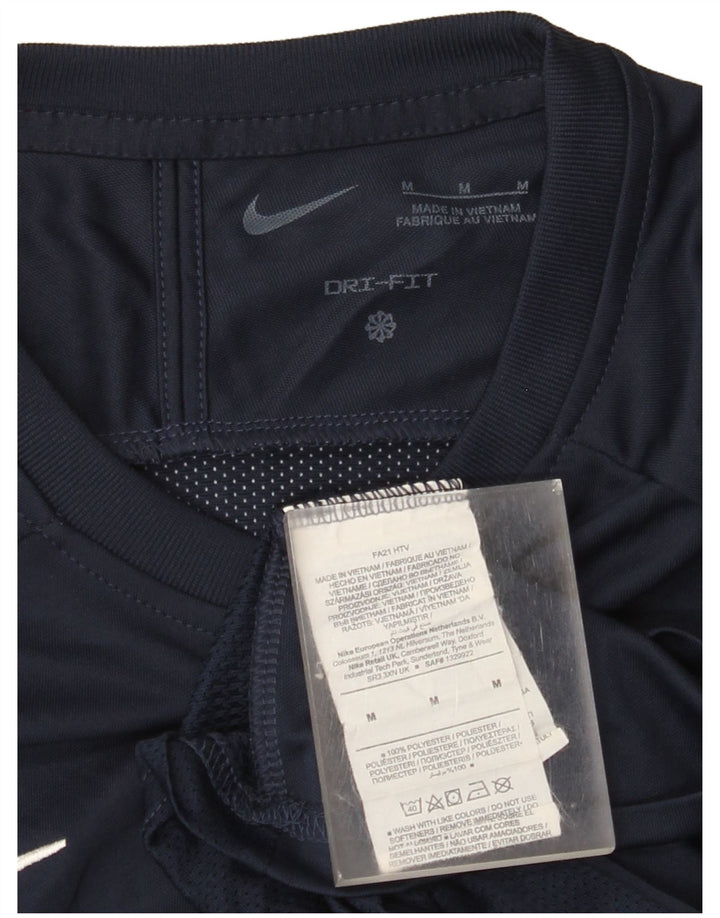 Nike Mens Dri Fit T-Shirt Top Medium Navy Blue Colourblock Polyester