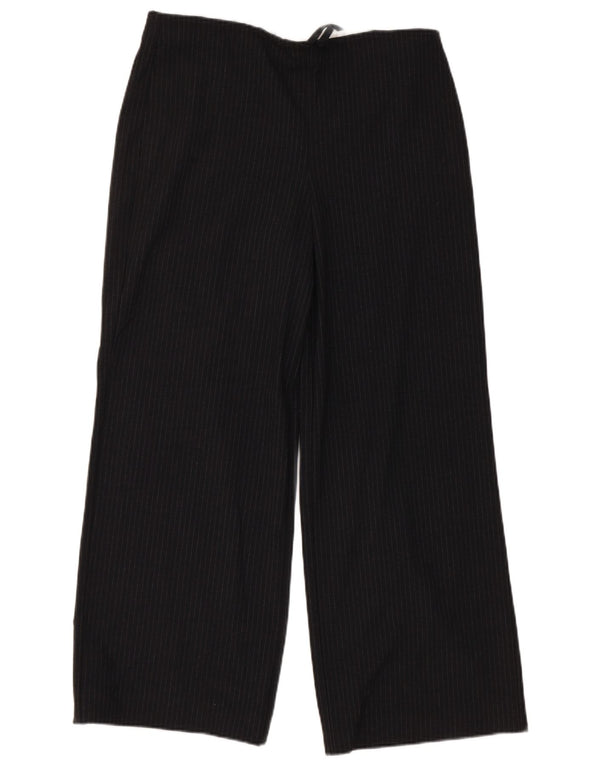 Zara Womens Wide Leg Cropped Trousers XS W25 L28 Grey Striped Polyester