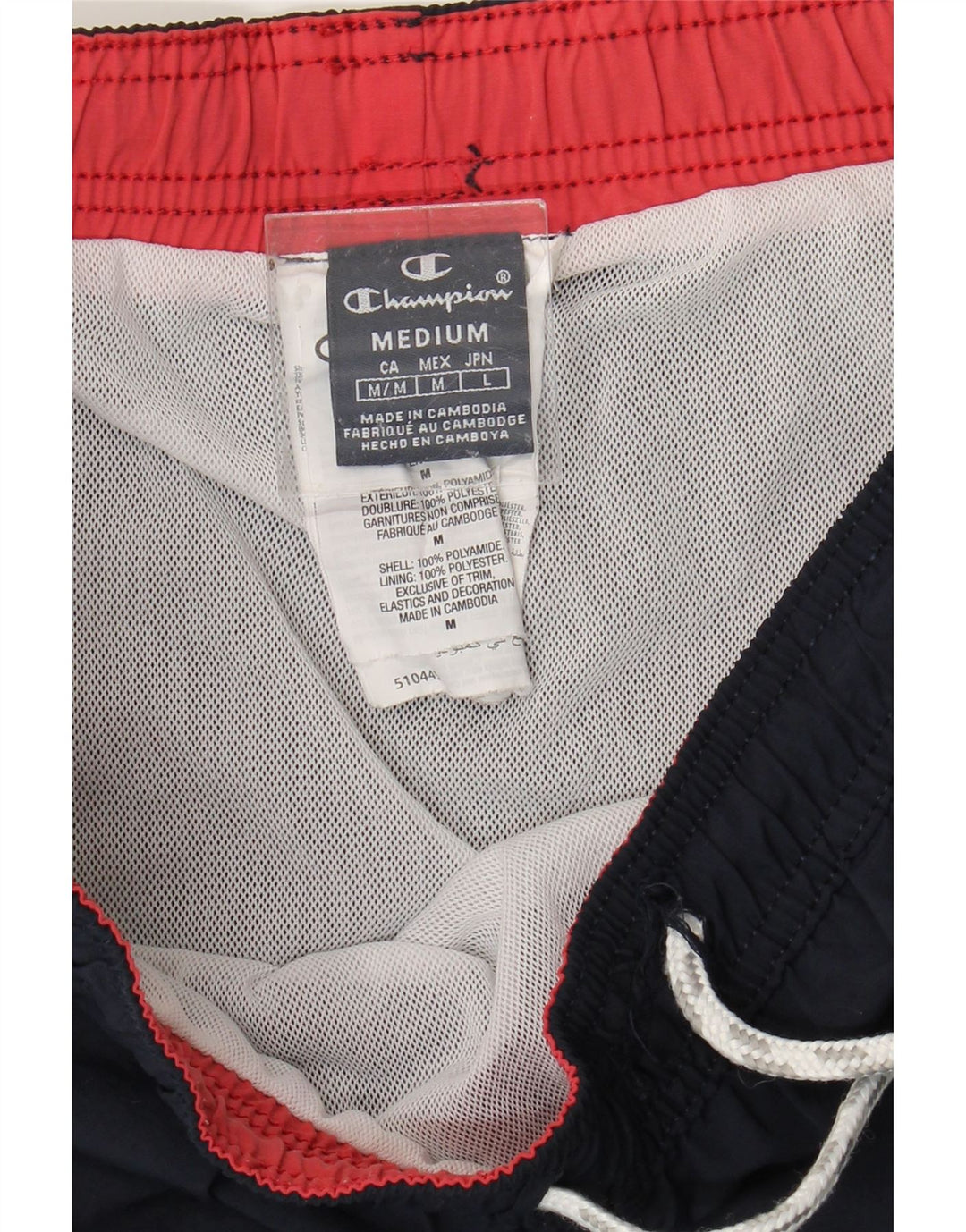 CHAMPION Mens Graphic Swimming Shorts Medium  Navy Blue Polyester