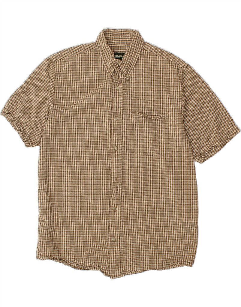 EDDIE BAUER Mens Short Sleeve Shirt Small Brown Check Cotton | Vintage Eddie Bauer | Thrift | Second-Hand Eddie Bauer | Used Clothing | Messina Hembry 