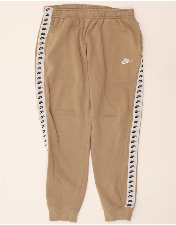 Nike Mens Graphic Tracksuit Trousers Joggers XL Beige Colourblock Cotton