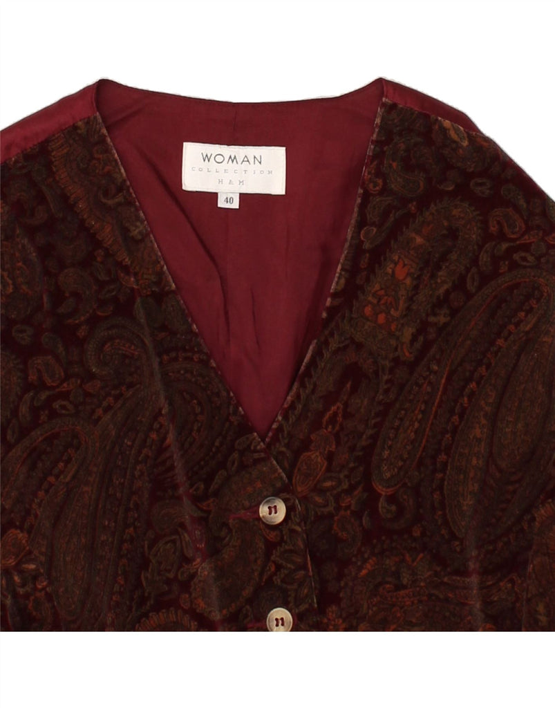 H&M Womens Waistcoat EU 40 Medium Burgundy Paisley | Vintage H&M | Thrift | Second-Hand H&M | Used Clothing | Messina Hembry 
