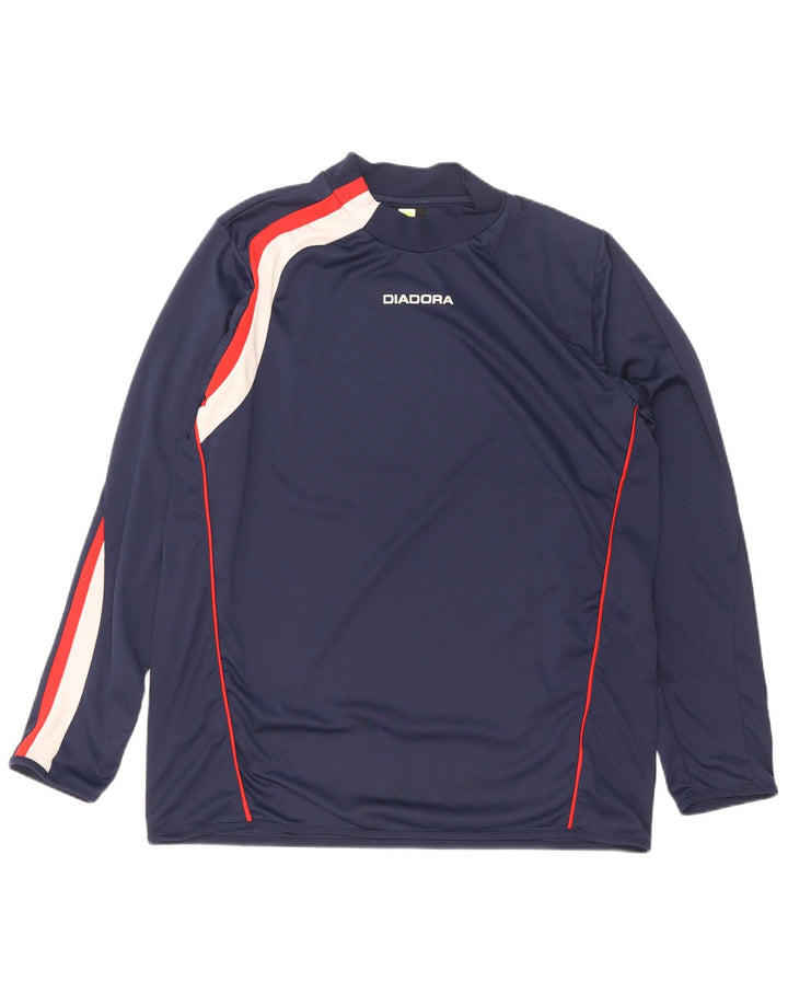 Diadora Mens Top Long Sleeve XL Navy Blue Colourblock Polyester