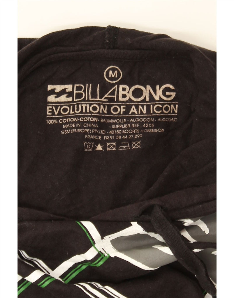 BILLABONG Mens Hooded Graphic Top Long Sleeve Medium Black Check Cotton Vintage Billabong and Second-Hand Billabong from Messina Hembry 