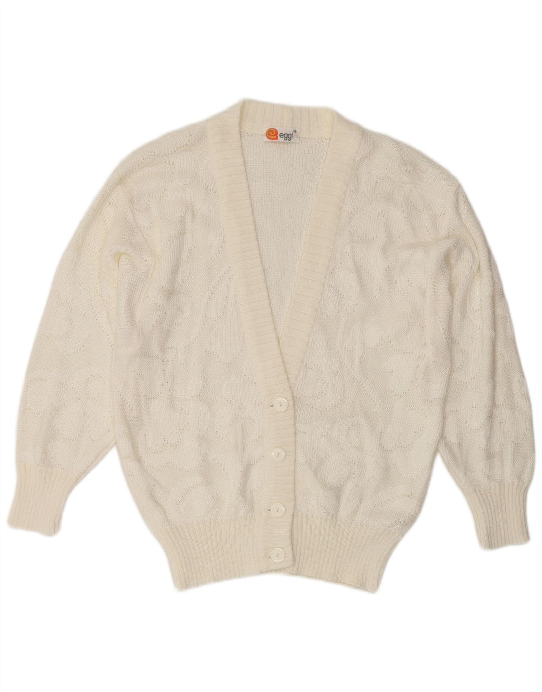 Vintage Womens Cardigan Sweater IT 46 Large White Acrylic