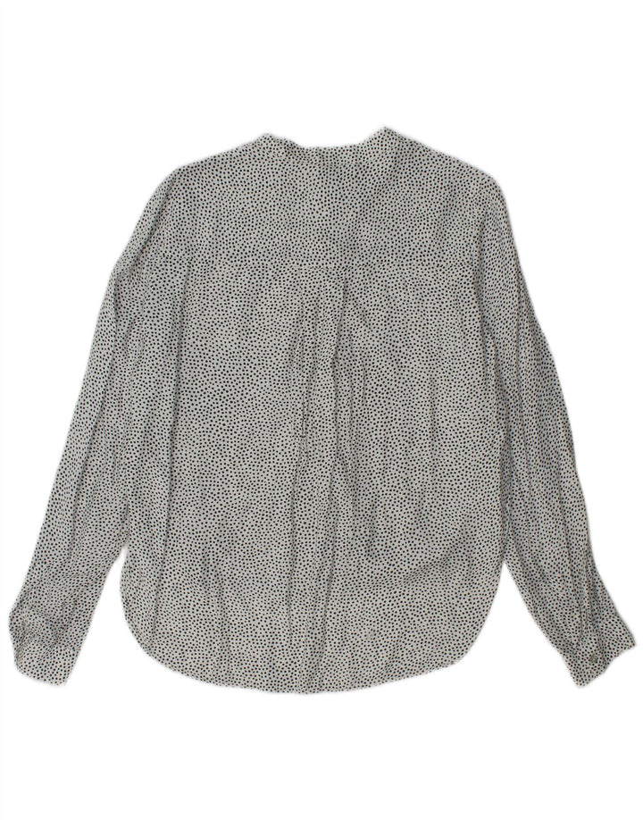 ZARA Womens Shirt Blouse UK 10 Small White Polka Dot Viscose