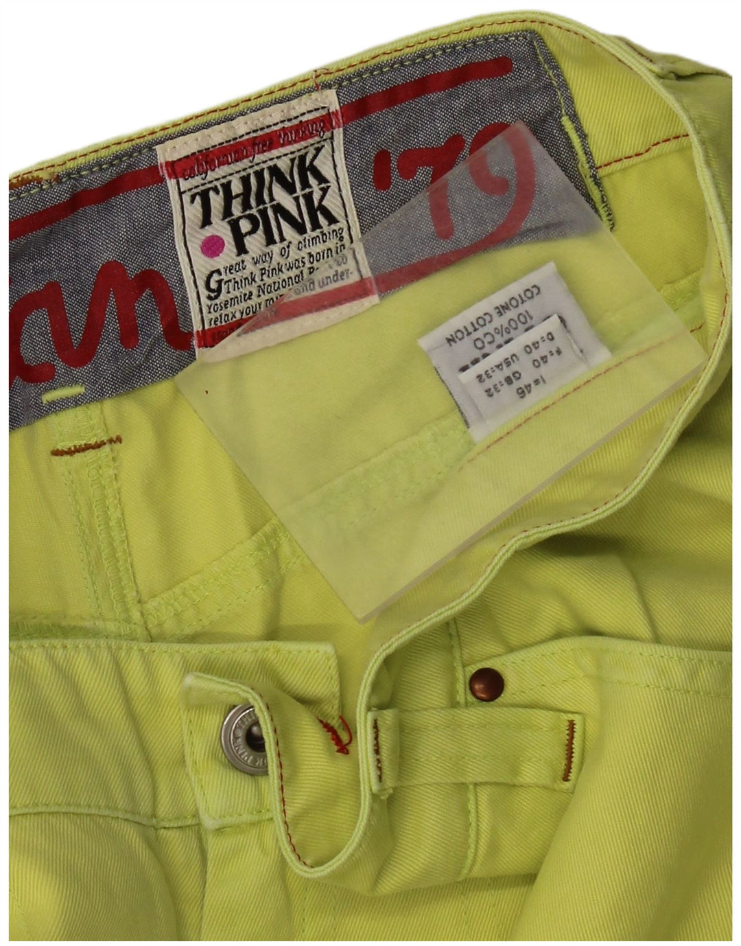 Think Pink Womens Straight Cargo Trousers IT 46 Large W32 L33 Green Cotton