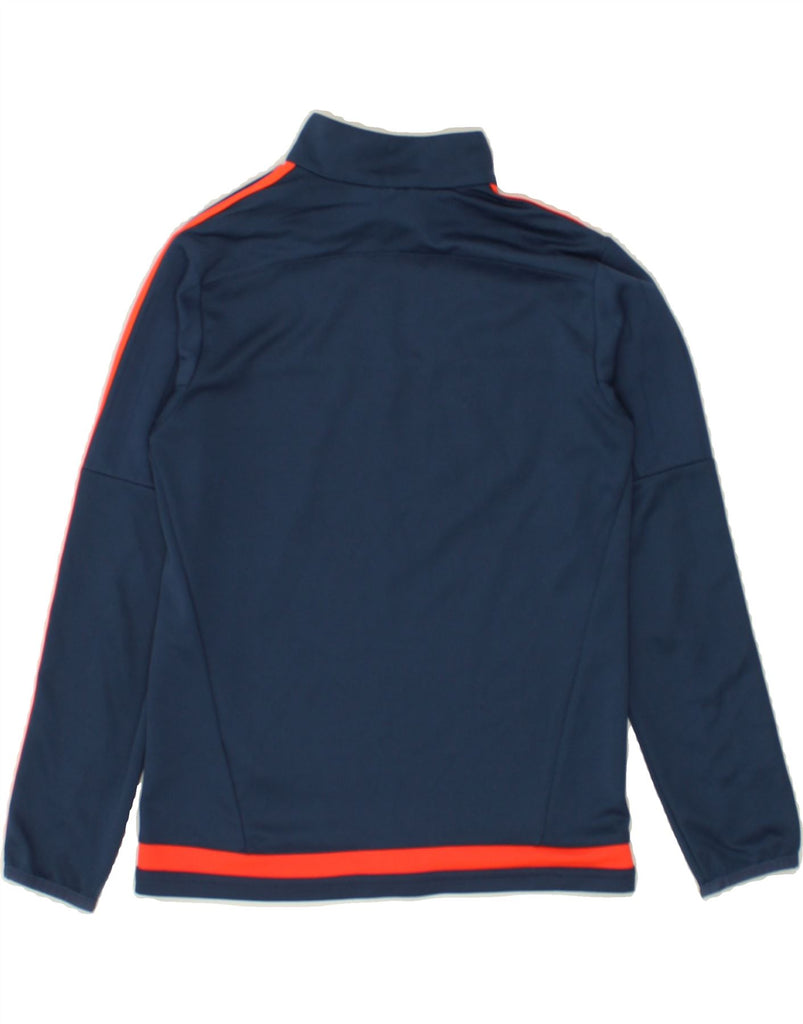 ADIDAS Boys Zip Neck Pullover Tracksuit Top 9-10 Years Navy Blue Polyester Vintage Adidas and Second-Hand Adidas from Messina Hembry 