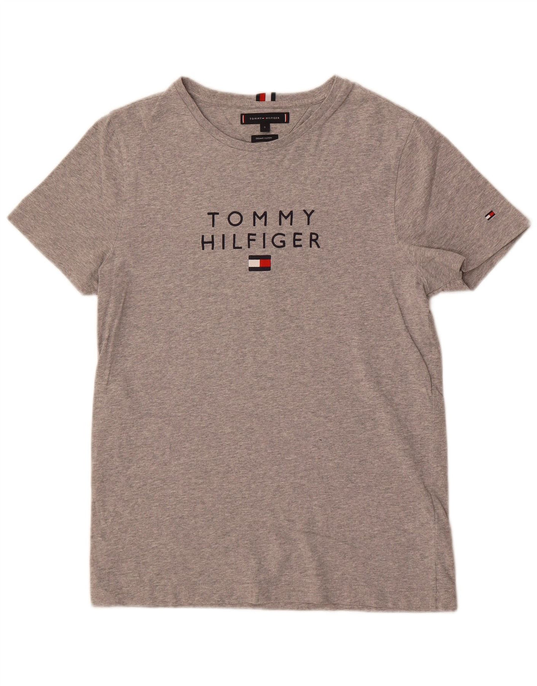 Tommy Hilfiger Mens Graphic T-Shirt Top Small Grey Flecked Cotton