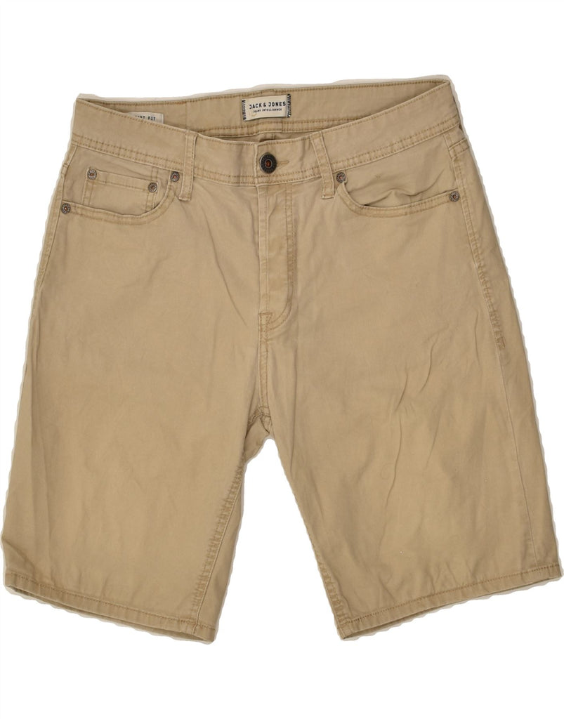 JACK & JONES Mens Comfort Fit Casual Shorts Small W32 Beige Polyester | Vintage Jack & Jones | Thrift | Second-Hand Jack & Jones | Used Clothing | Messina Hembry 