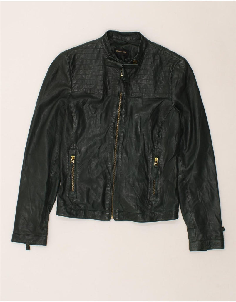 MASSIMO DUTTI Womens Leather Jacket EU 38 Medium Green Leather Vintage Massimo Dutti and Second-Hand Massimo Dutti from Messina Hembry 