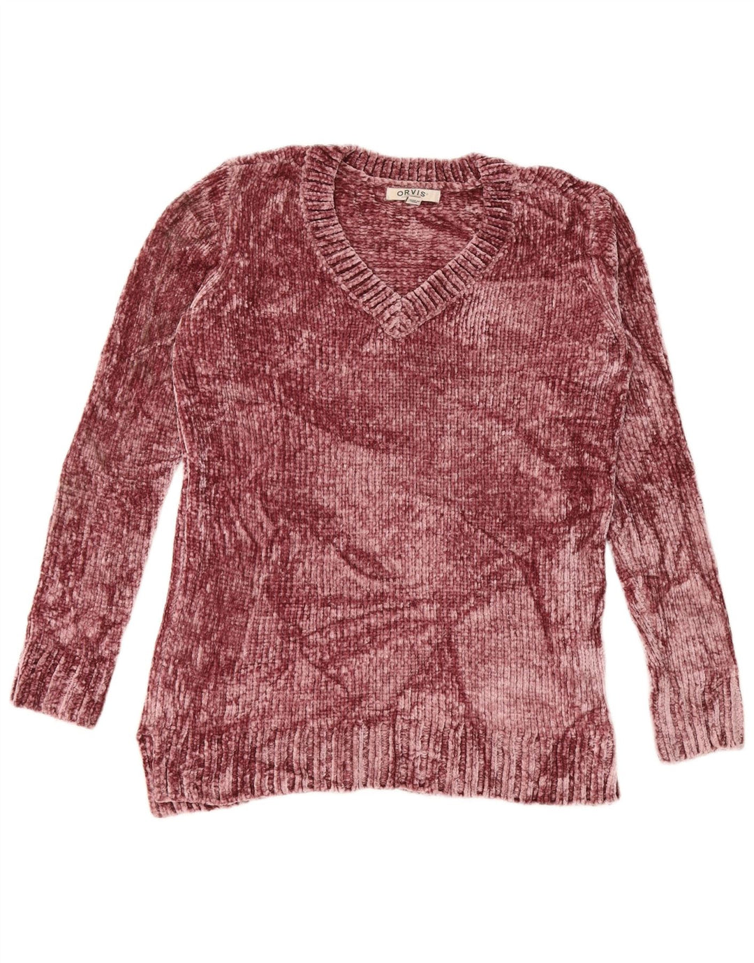 ORVIS Womens V-Neck Jumper Sweater UK 14 Medium Maroon Polyester