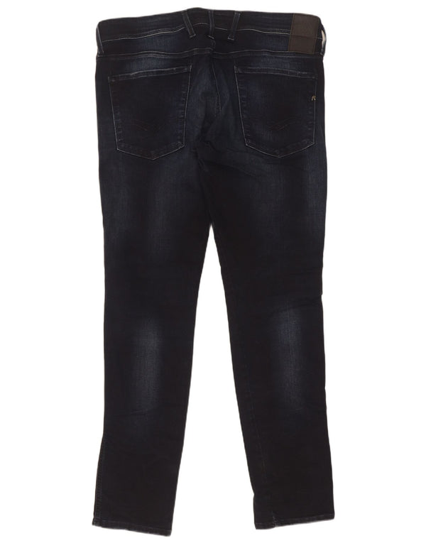 Replay Mens Anbass Slim Jeans W36 L32 Navy Blue Cotton