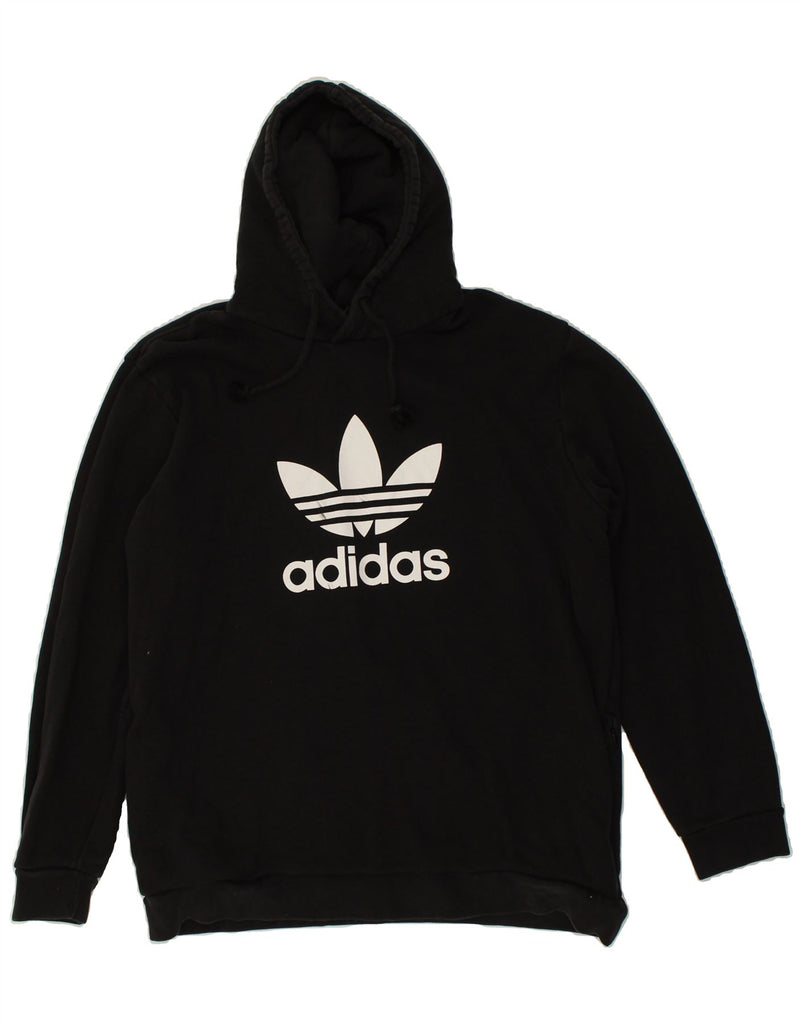 ADIDAS Mens Graphic Hoodie Jumper XL Black Cotton | Vintage Adidas | Thrift | Second-Hand Adidas | Used Clothing | Messina Hembry 