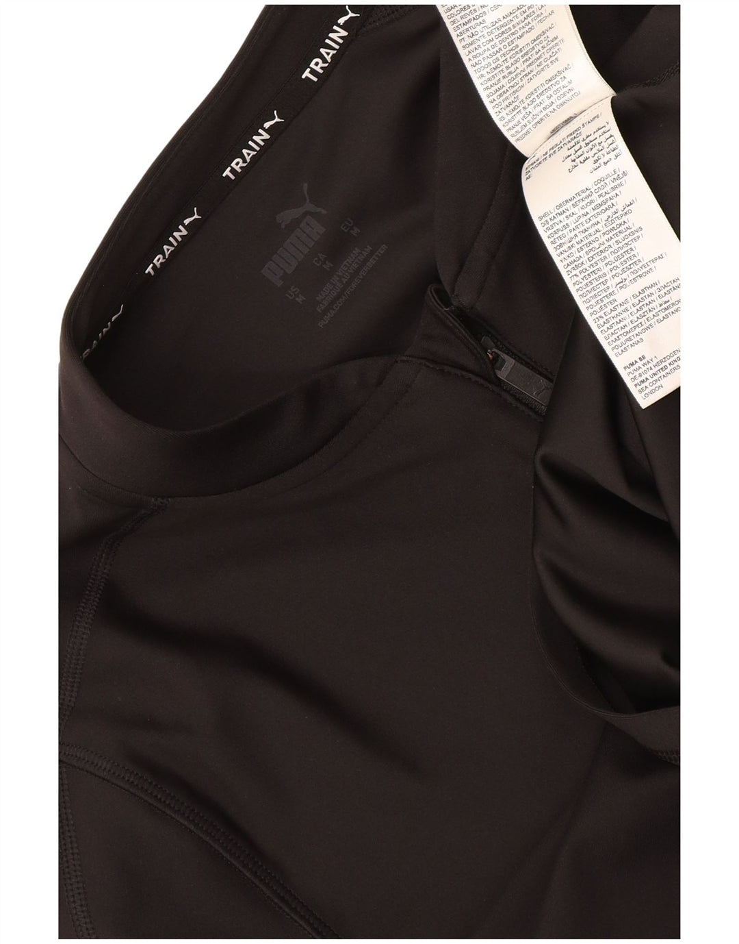 Puma Womens Crop Zip Neck Pullover Tracksuit Top UK 12 Medium Black