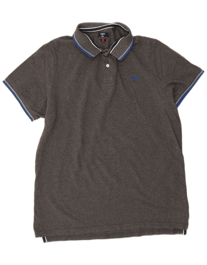 Superdry Mens Polo Shirt 2XL Grey Cotton