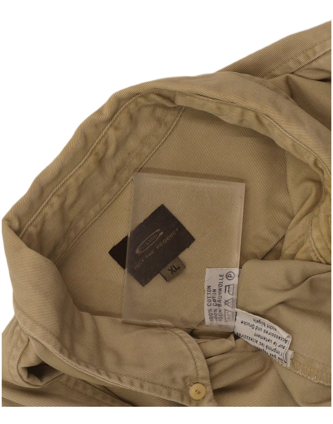 G-Star Mens Shirt XL Beige Pinstripe Cotton