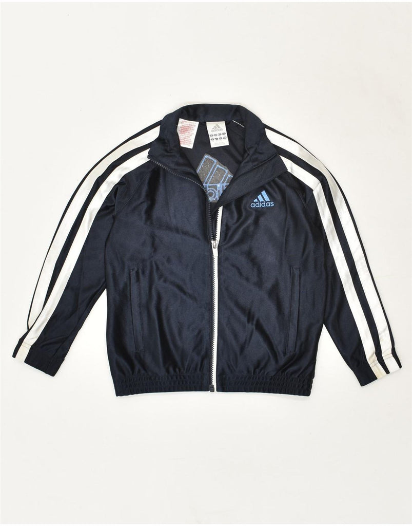 ADIDAS Boys Graphic Tracksuit Top Jacket 7-8 Years Navy Blue Polyester | Vintage Adidas | Thrift | Second-Hand Adidas | Used Clothing | Messina Hembry 