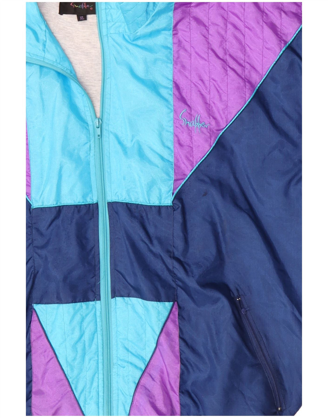 VINTAGE Mens Tracksuit Top Jacket XL Blue Colourblock Nylon