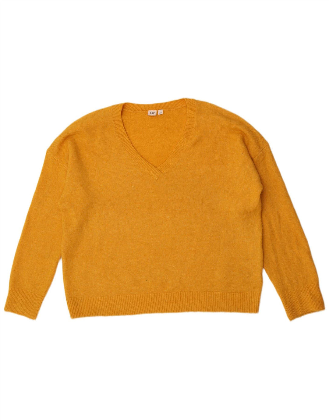 Gap Womens Oversized V-Neck Jumper Sweater UK 16 Large Yellow Acrylic