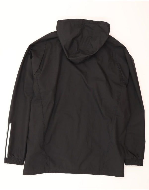 ADIDAS Mens Graphic Hooded Rain Jacket UK 46 3XL Black Polyester