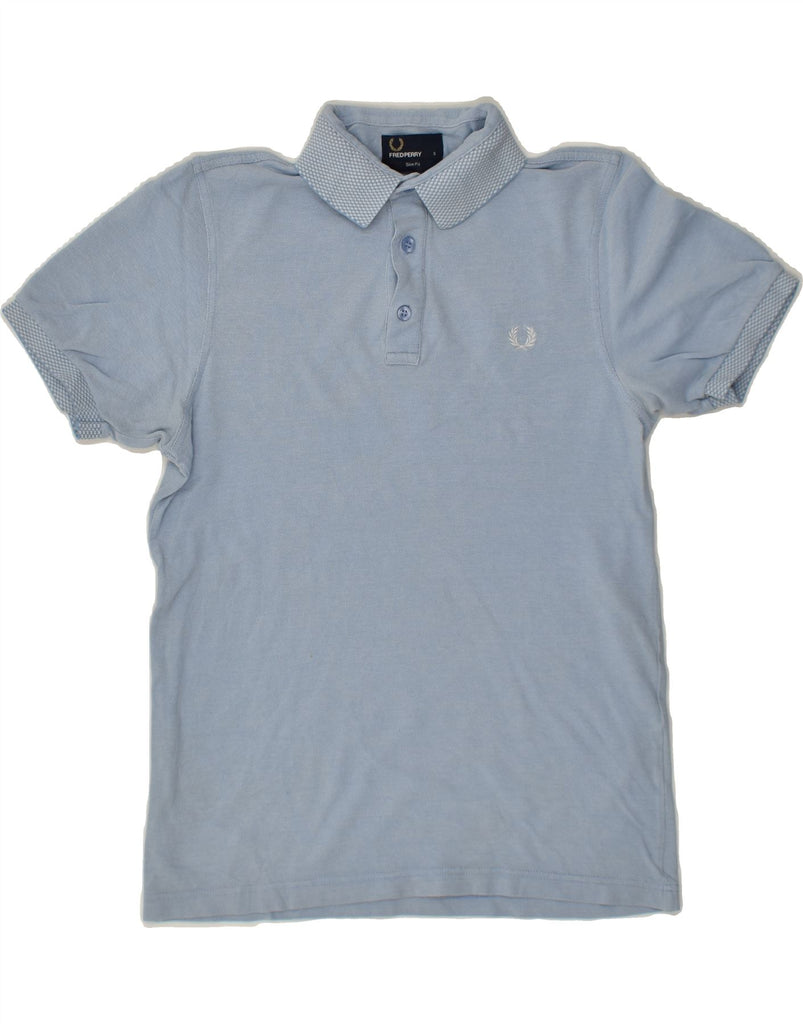 FRED PERRY Mens Slim Fit Polo Shirt Small Blue Cotton | Vintage Fred Perry | Thrift | Second-Hand Fred Perry | Used Clothing | Messina Hembry 