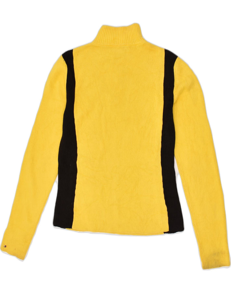 TOMMY HILFIGER Womens Zip Neck Jumper Sweater UK 12 Medium Yellow | Vintage Tommy Hilfiger | Thrift | Second-Hand Tommy Hilfiger | Used Clothing | Messina Hembry 