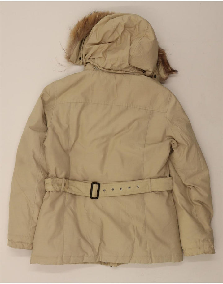 WOOLRICH Womens Hooded Padded Jacket UK 16 Large Beige Vintage Woolrich and Second-Hand Woolrich from Messina Hembry 