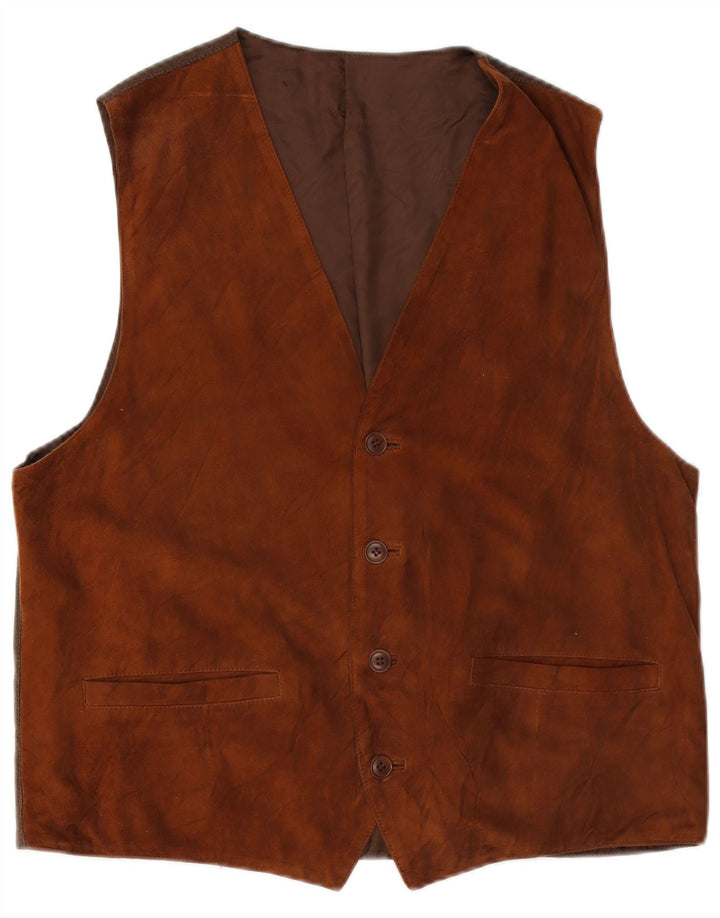 Mabrun Mens Suede Waistcoat IT 56 XL Brown Leather