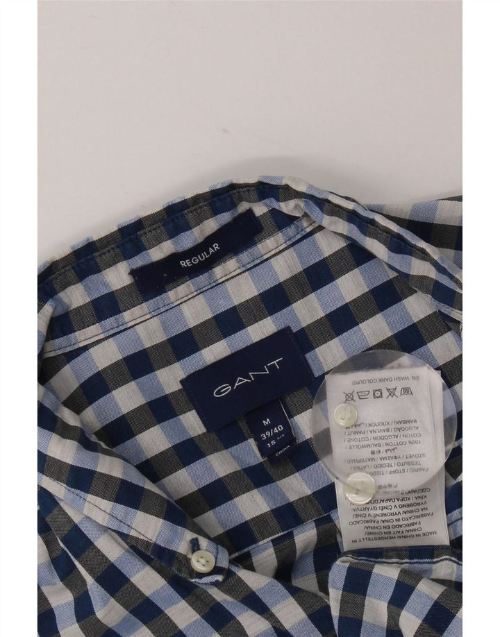 Gant Mens Regular Fit Shirt Size 39/40 15 1/2 Medium Blue Gingham Cotton