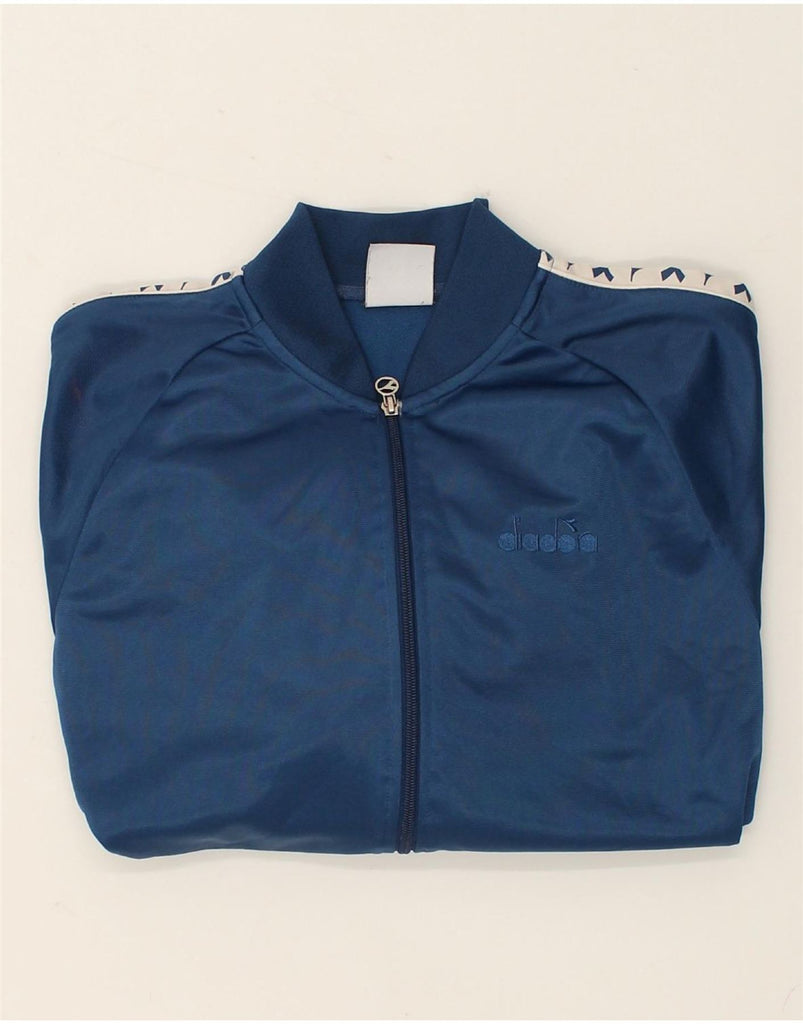 DIADORA Womens Tracksuit Top Jacket UK 18 XL Blue Colourblock Polyester | Vintage Diadora | Thrift | Second-Hand Diadora | Used Clothing | Messina Hembry 