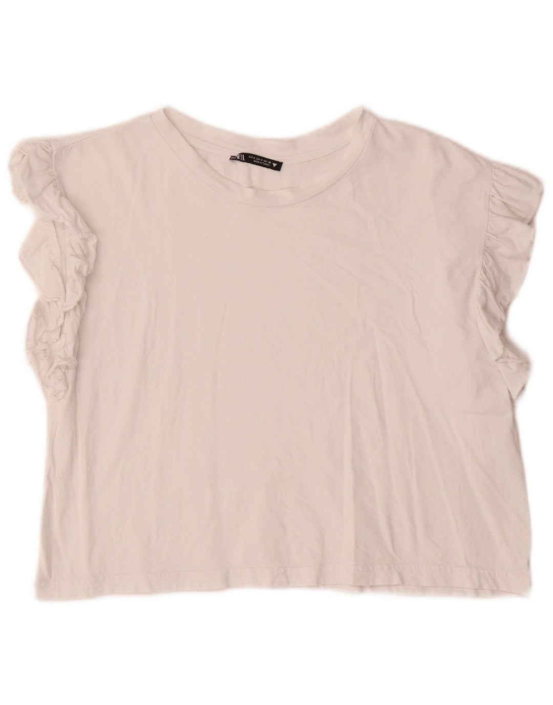 ZARA Womens Crop Blouse Top UK 10 Small Off White