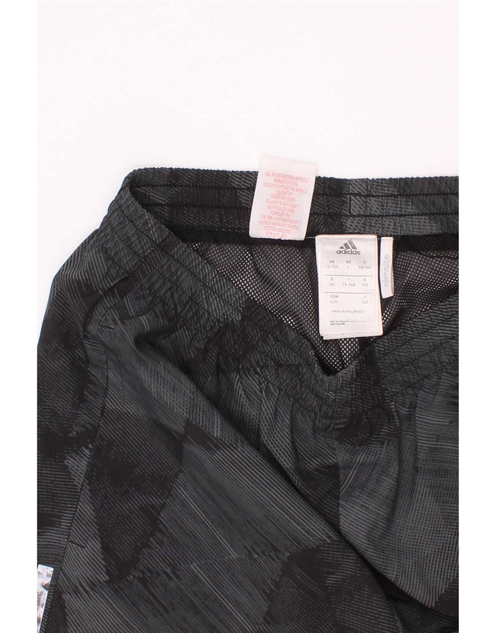 Adidas Boys Climalite Sport Shorts 13-14 Years Grey Geometric Polyester