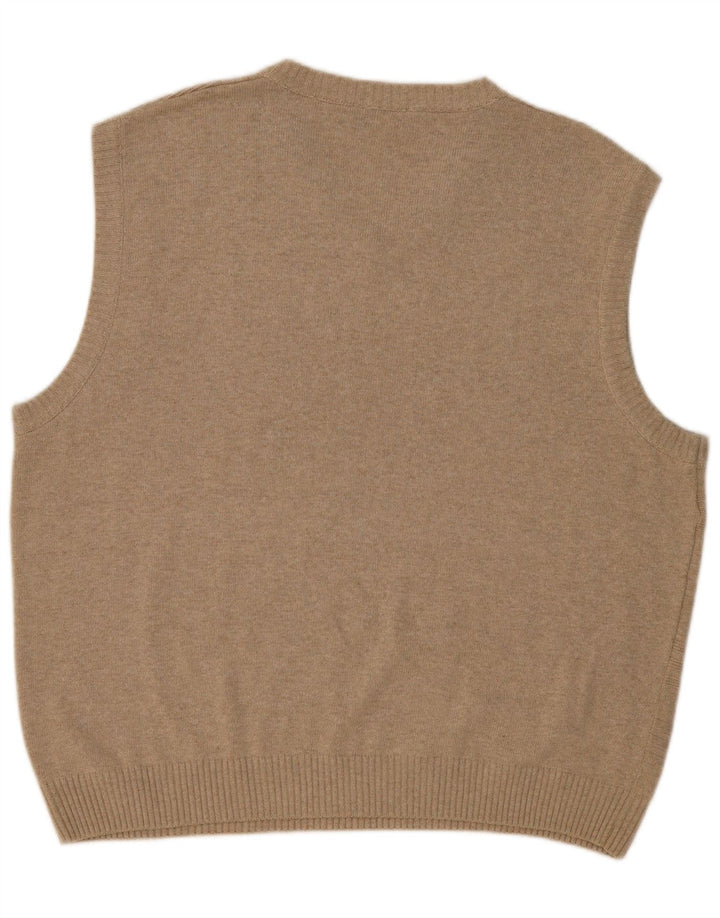 PATRICK BERNARD Mens Vest Tank Top XL Beige Argyle/Diamond Cotton