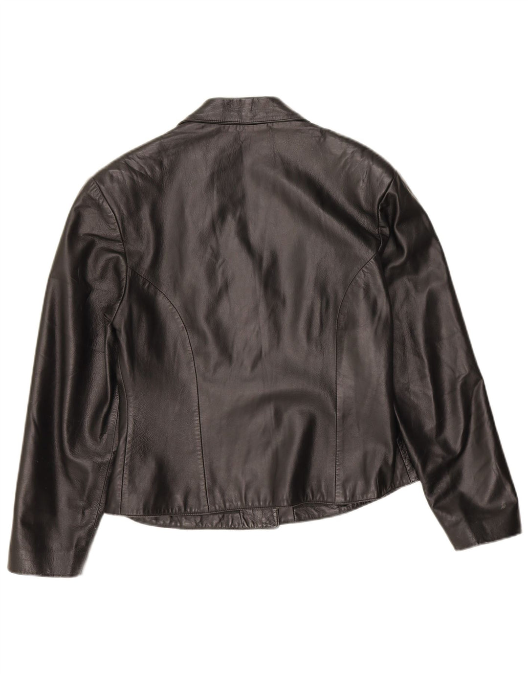 Vintage Womens 3 Button Leather Blazer Jacket IT 46 Large Black Leather