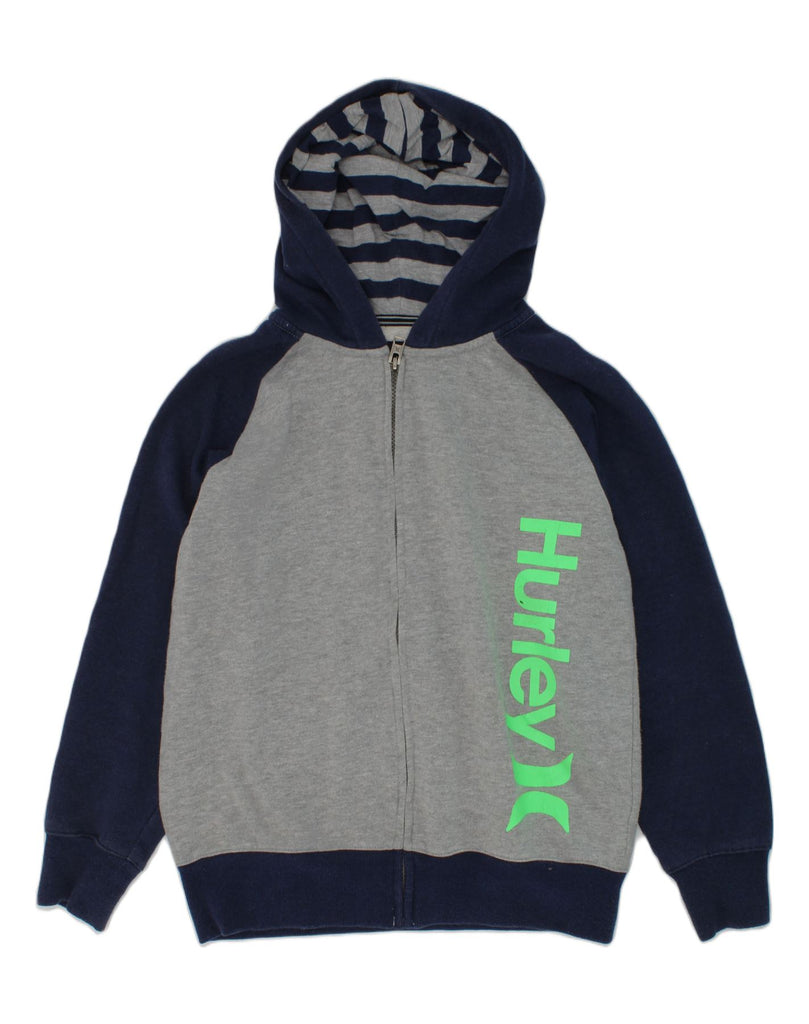 HURLEY Boys Graphic Zip Hoodie Sweater 14-15 Years Large Grey Colourblock | Vintage Hurley | Thrift | Second-Hand Hurley | Used Clothing | Messina Hembry 