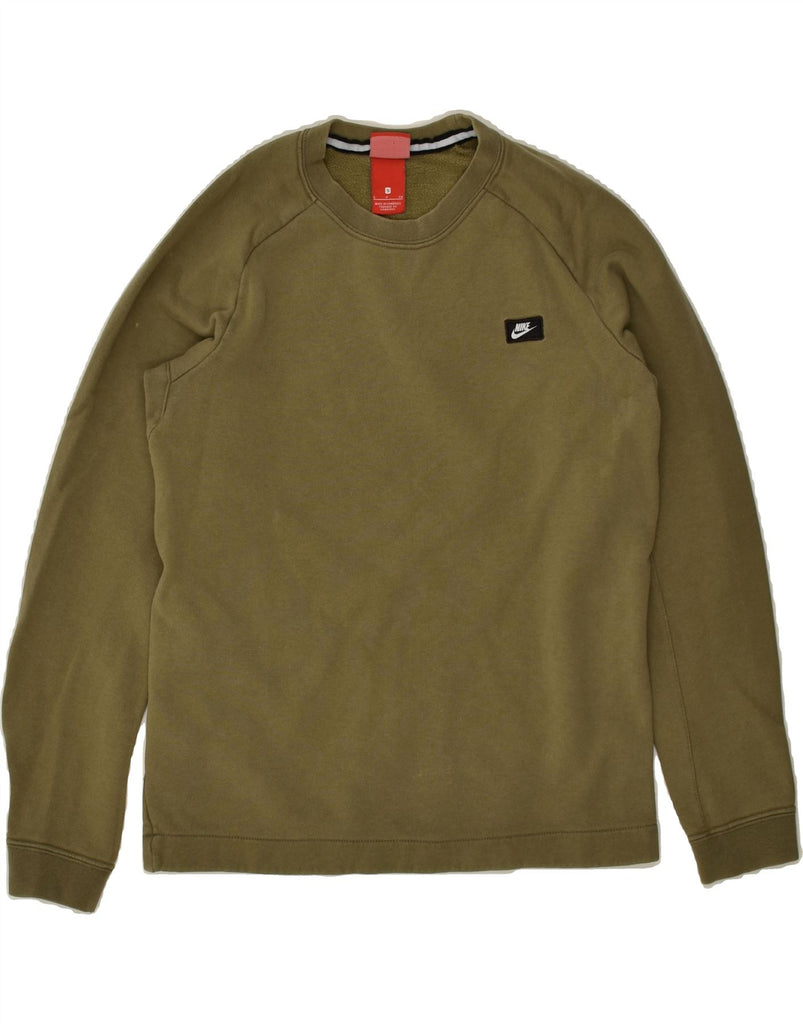 NIKE Womens Sweatshirt Jumper UK 10 Small Khaki Cotton | Vintage Nike | Thrift | Second-Hand Nike | Used Clothing | Messina Hembry 