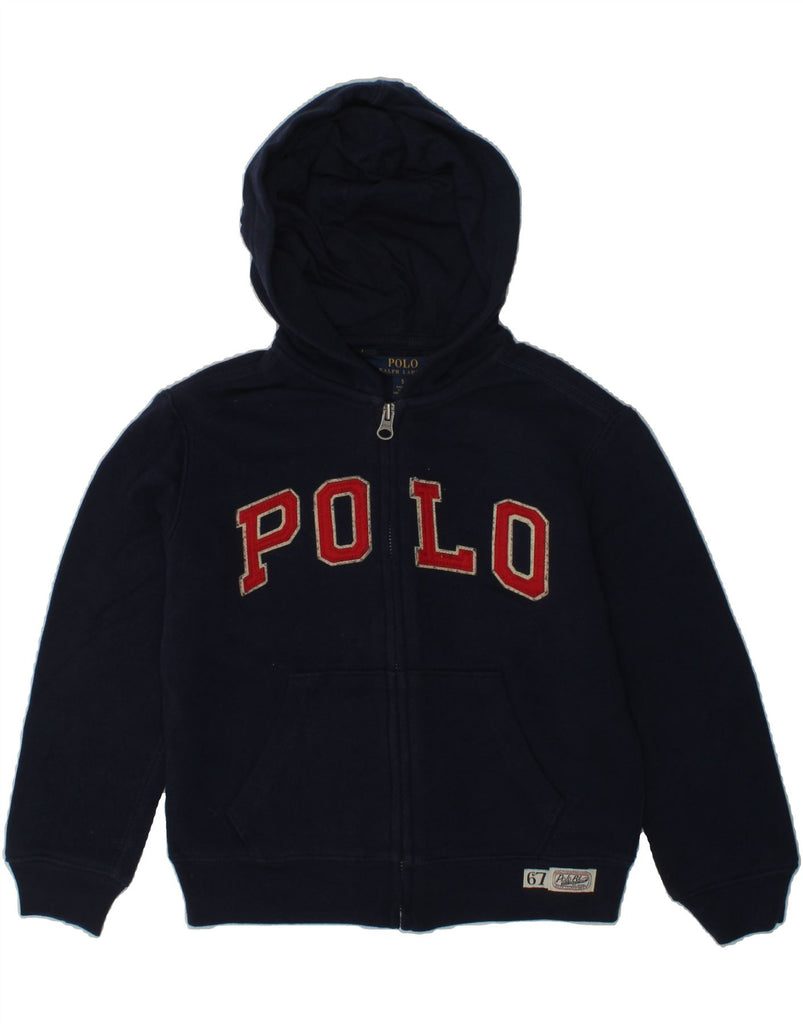 POLO RALPH LAUREN Boys Graphic Zip Hoodie Sweater 4-5 Years Navy Blue | Vintage Polo Ralph Lauren | Thrift | Second-Hand Polo Ralph Lauren | Used Clothing | Messina Hembry 