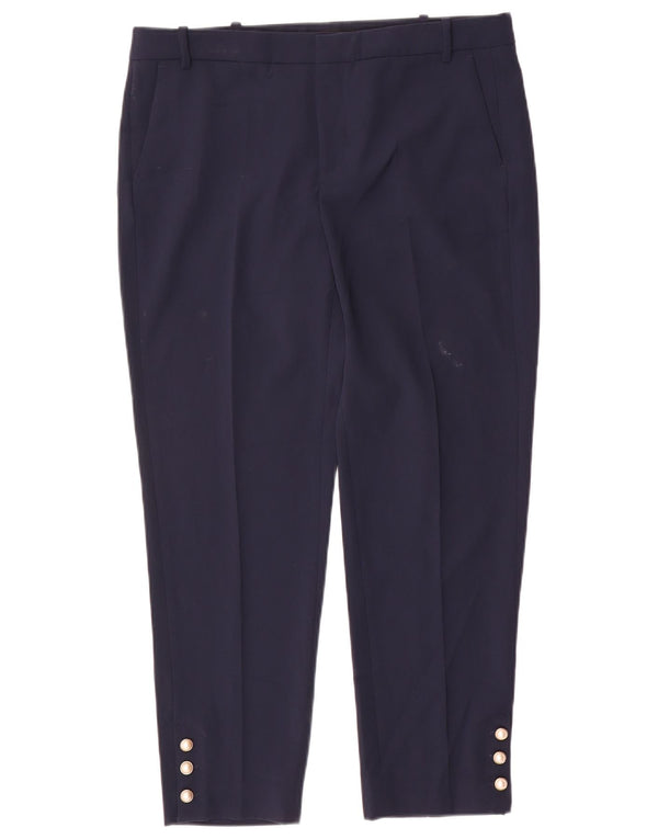 Zara Womens Slim Cropped Trousers Large W34 L26 Navy Blue