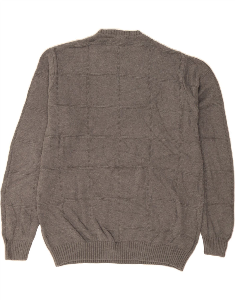 DOCKERS Mens Crew Neck Jumper Sweater XL Grey Check Cotton Vintage Dockers and Second-Hand Dockers from Messina Hembry 