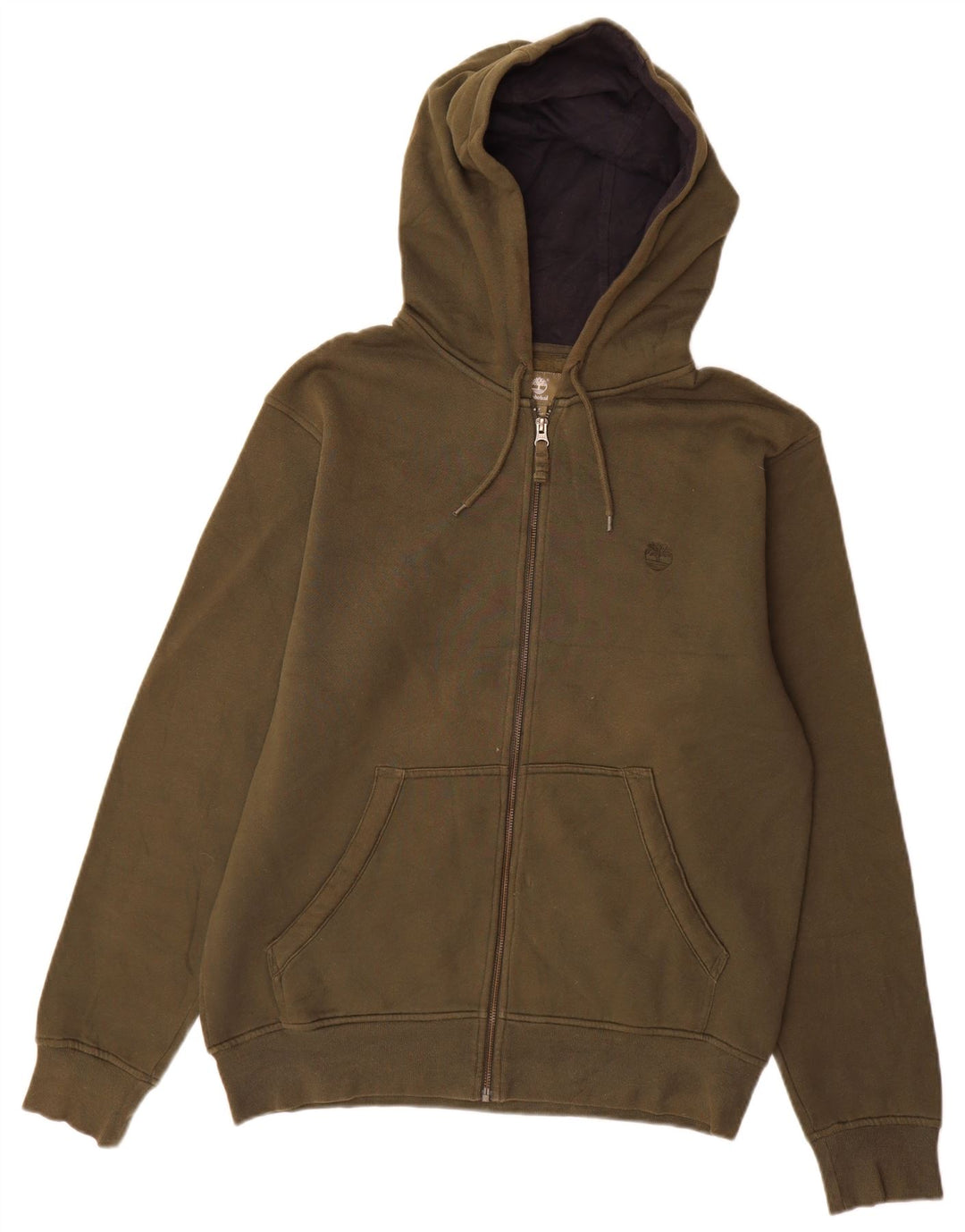 Timberland Mens Regular Fit Zip Hoodie Sweater Medium Khaki Cotton