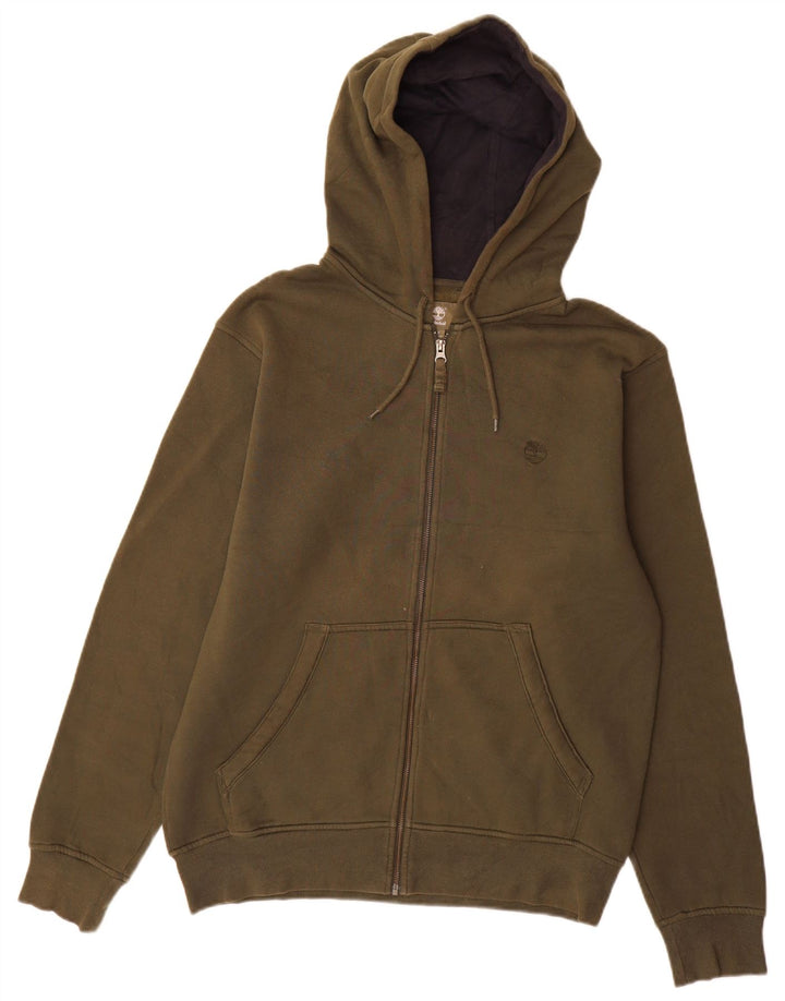 Timberland Mens Regular Fit Zip Hoodie Sweater Medium Khaki Cotton
