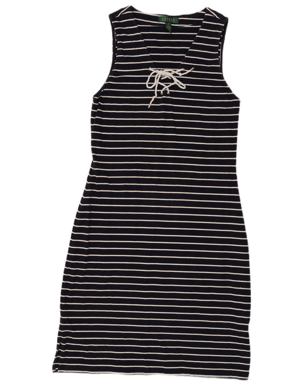 Ralph Lauren Womens Sleeveless Sheath Dress UK 12 Medium Navy Blue Striped